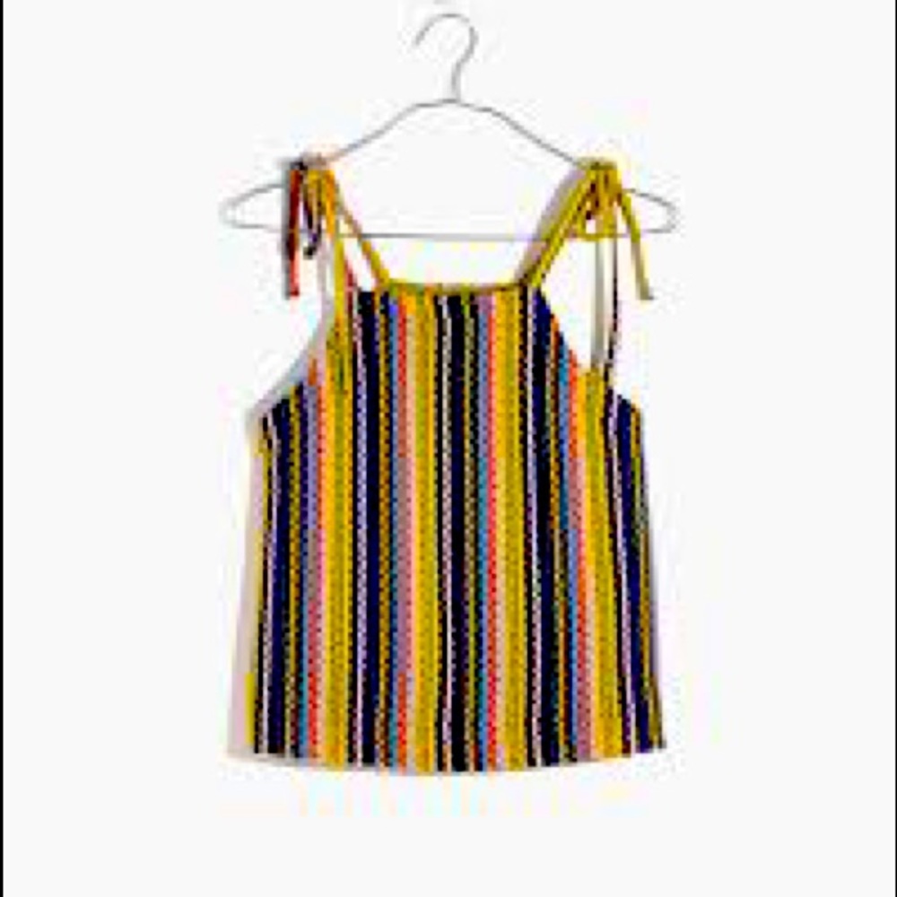 Madewell Texture & Thread Tie-Shoulder Tank in Rainbow Crochet